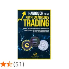 Buchcover "Handbuch für das Kryptowährungs Trading" mit einem stilisierten, leuchtenden **diamond pattern** im Hintergrund und Logos von Kryptowährungen.