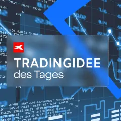 Ein rotes X auf einem blauen Hintergrund mit Finanzdiagrammen. "TRADINGIDEE des Tages" für deutsche Trader.