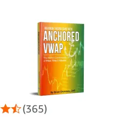 Buchcover "Maximum Trading Gains with Anchored VWAP" von Brian Shannon, CMT. Zeigt einen Anker über einem Börsenchart.