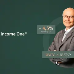 Herr Andreas Beck präsentiert den Fixed Income One Fonds mit 4,5% Verzinsung p.a. und Zinsen von €1.073.