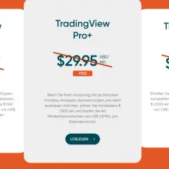 TradingView Tarife: Pro für $14.95, Pro+ für $29.95, Premium für $59.95. Kostenlose Testversionen verfügbar.