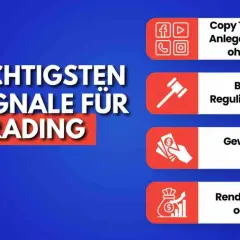 Warnsignale für Copy-Trading-Betrug: Kontakt über Social Media, Broker ohne Regulierung, keine Auszahlung von Gewinnen, gefälschte Renditen.