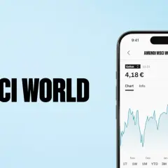 Der heilige Amundi MSCI World ETF mit 2x Hebel wird auf einem Smartphone-Display angezeigt, mit einem Chart, der die Wertentwicklung zeigt.