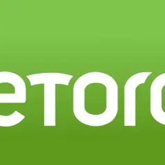 Das eToro-Logo in Weiß auf grünem Hintergrund. Informiert über mögliche etoro nachteile.