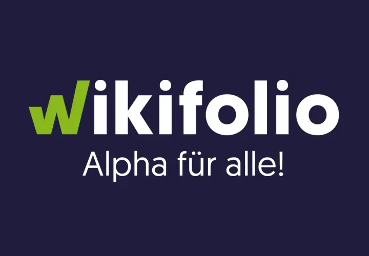 Das Logo von wikifolio mit dem Slogan "Alpha für alle!". Viele positive wikifolio erfahrungen werden hier geteilt.