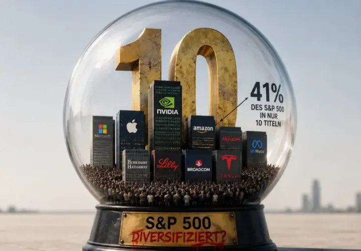 Glaskugel mit S&P 500 Top-Aktien, die 41% ausmachen. Ist ein Equal Weight ETF sinnvoll?