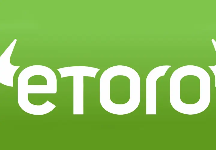 Das eToro-Logo in Weiß auf grünem Hintergrund. Informiert über mögliche etoro nachteile.