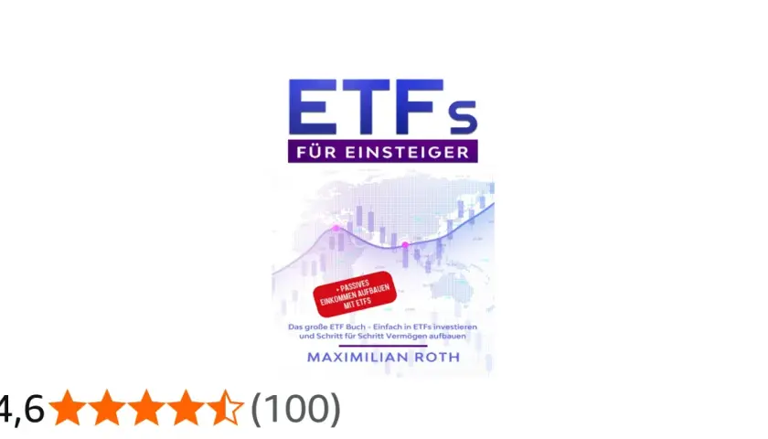 Buchcover: "ETFs für Einsteiger" von Maximilian Roth. Zeigt eine Grafik und erklärt, wie man mit ETFs investieren kann.