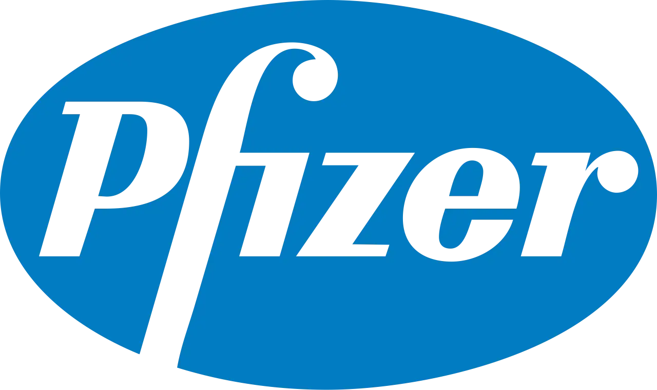 Pfizer Logo. Investoren blicken gespannt auf die Pfizer Aktie Prognose, während das Unternehmen seine Forschung vorantreibt.