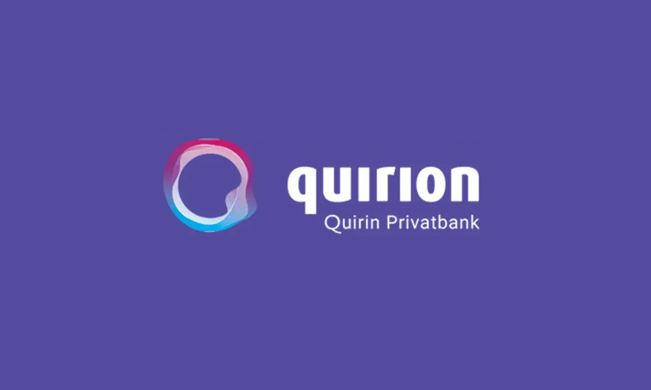 Das quirion-Logo mit dem Schriftzug "Quirin Privatbank" auf lila Hintergrund. Hoffentlich ist quirion nicht vor der Pleite.