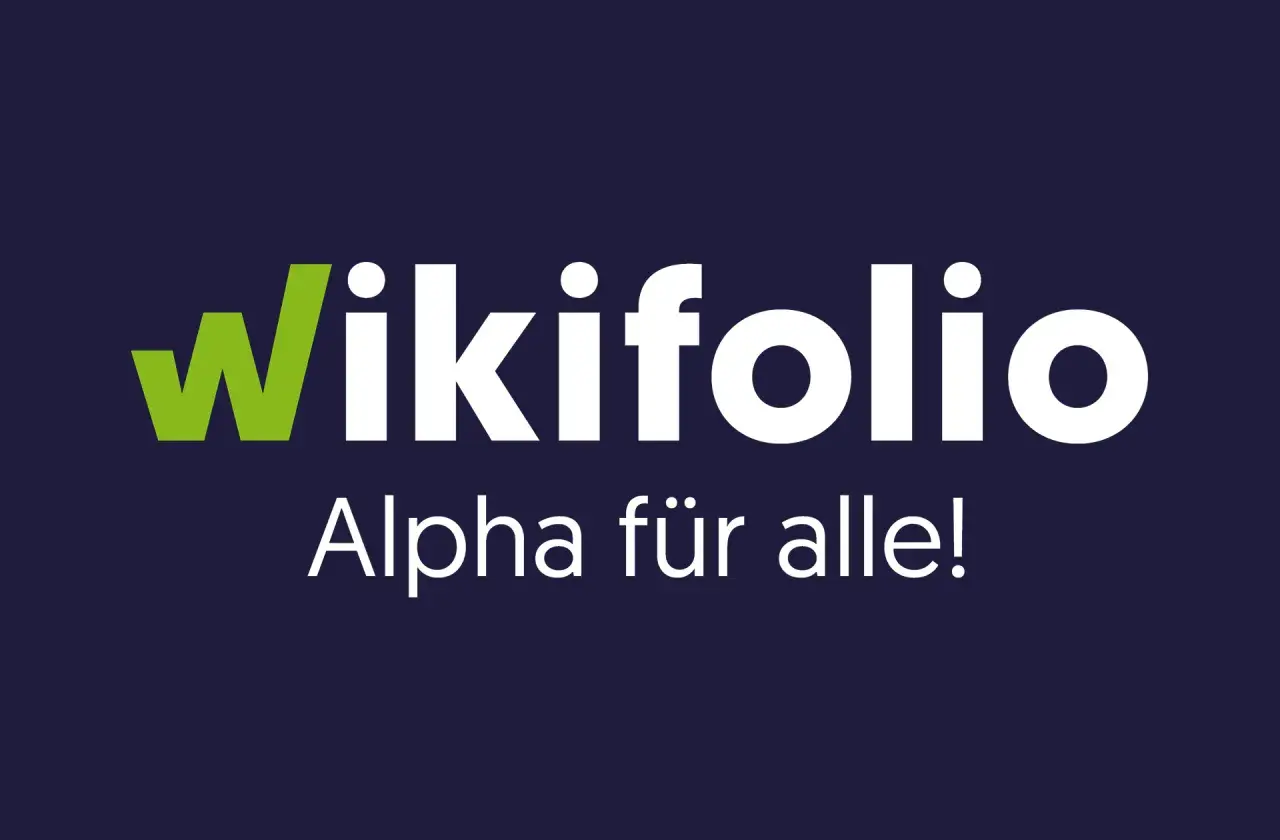 Das Logo von wikifolio mit dem Slogan "Alpha für alle!". Viele positive wikifolio erfahrungen werden hier geteilt.