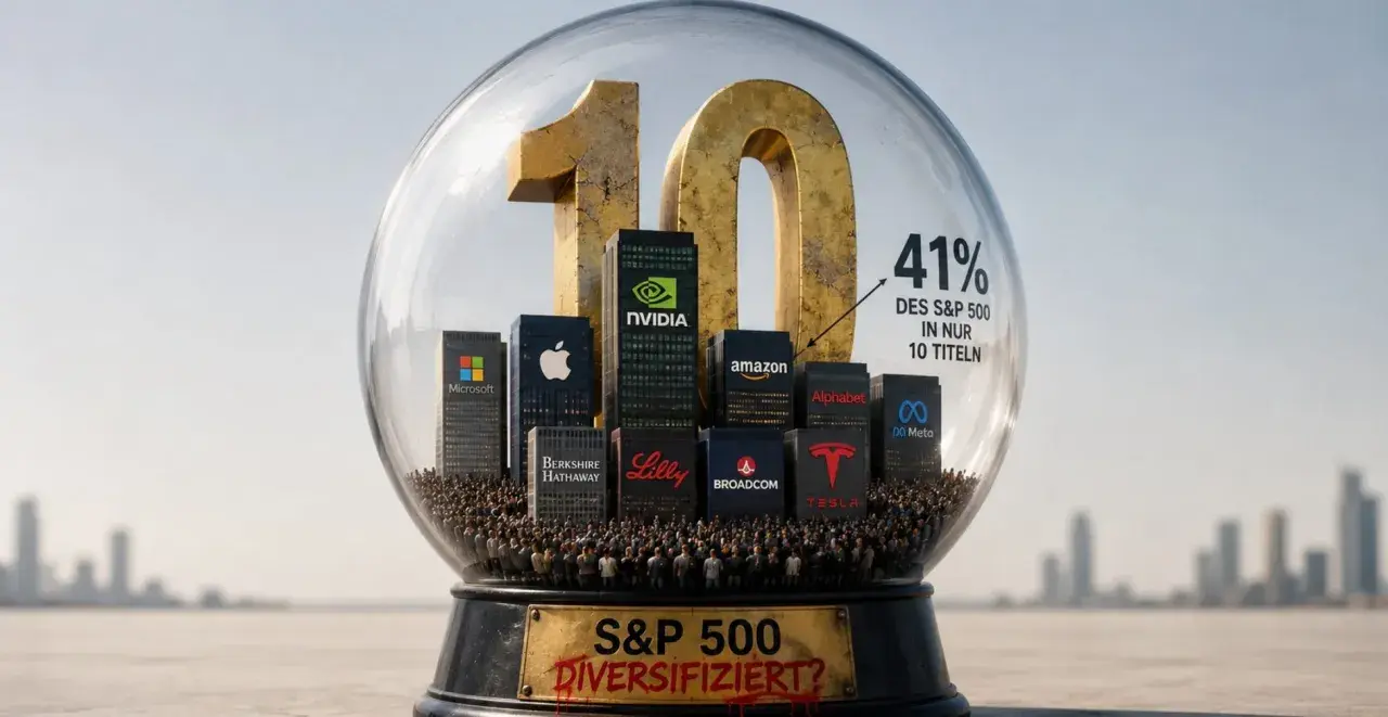 Glaskugel mit S&P 500 Top-Aktien, die 41% ausmachen. Ist ein Equal Weight ETF sinnvoll?