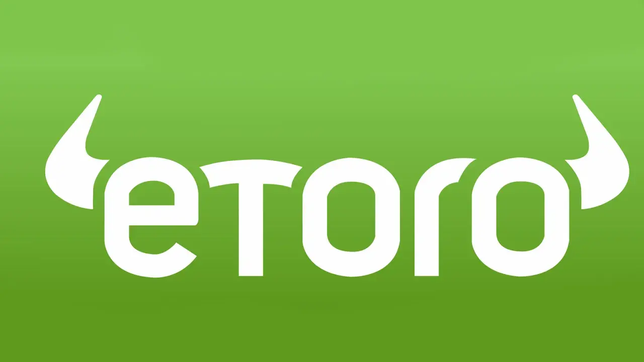 Das eToro-Logo in Weiß auf grünem Hintergrund. Informiert über mögliche etoro nachteile.