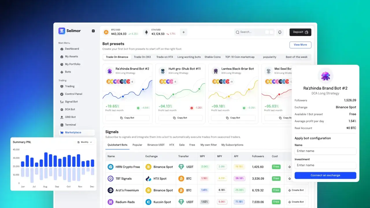 Trading-Bots auf Selimor: Hier können Sie durch copy trade von erfahrenen Tradern lernen und automatisch handeln.