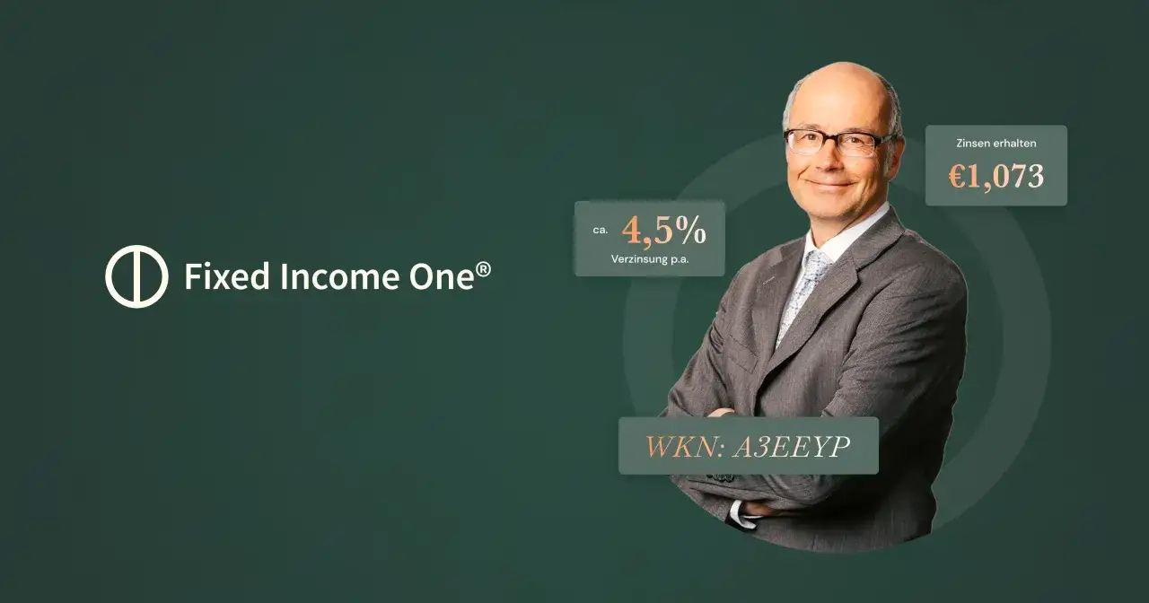 Herr Andreas Beck pr&auml;sentiert den Fixed Income One Fonds mit 4,5% Verzinsung p.a. und einem Ertrag von &euro;1.073.