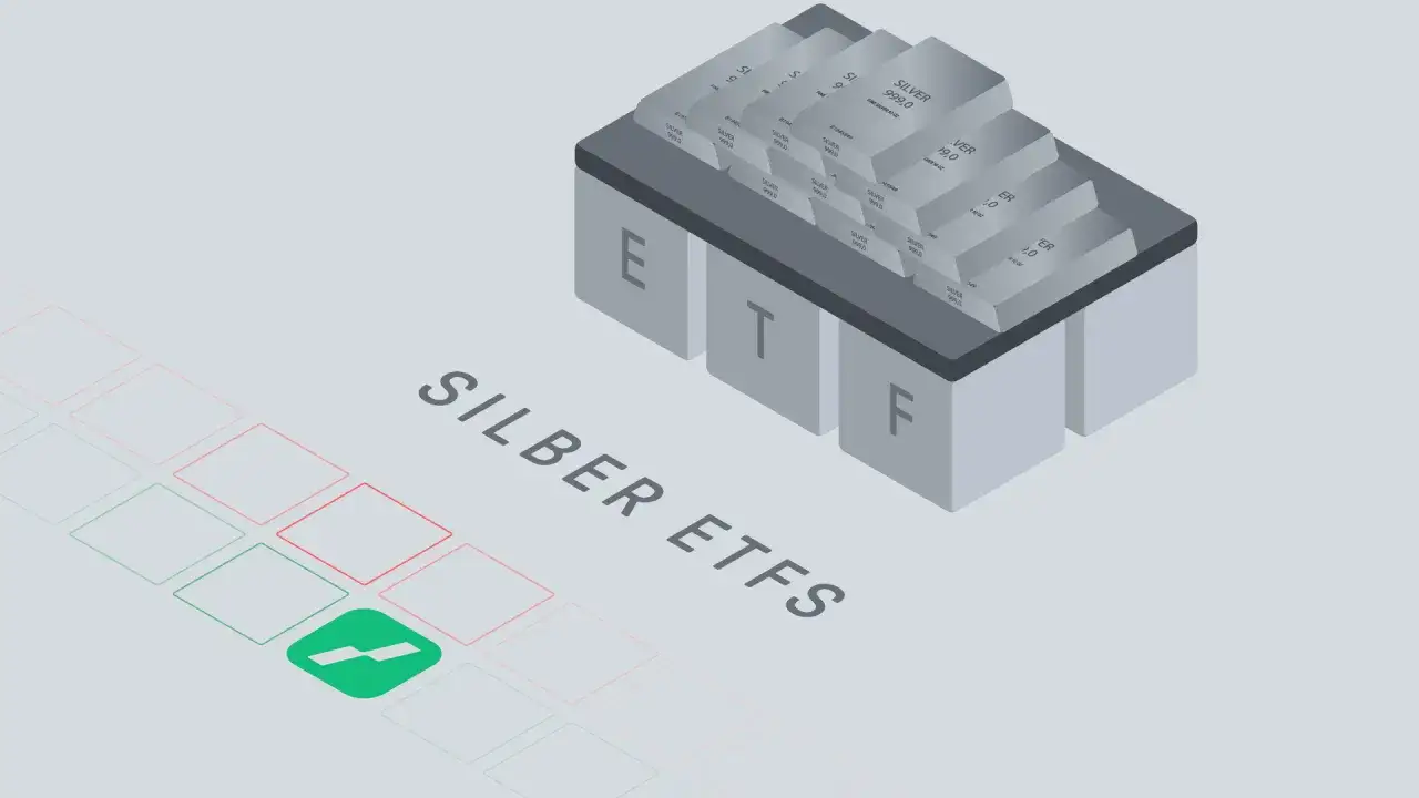 Silberbarren auf einem Podest mit den Buchstaben E, T, F. Daneben steht 